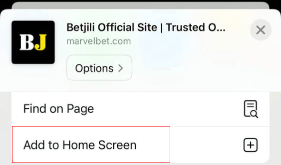 How to Download MarvelBet App Click the “Share” icon